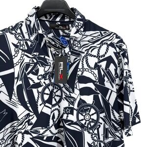 NEW RLX Ralph Lauren Golf Performance Moisture Wicking Nautical Mens Large